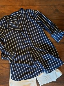 Lauren Ralph Lauren navy blue and white shirt.